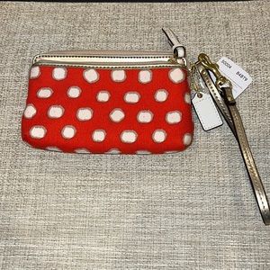 Coach wristlet- Poppy Mini Dot Double Zip Wristlet Wallet